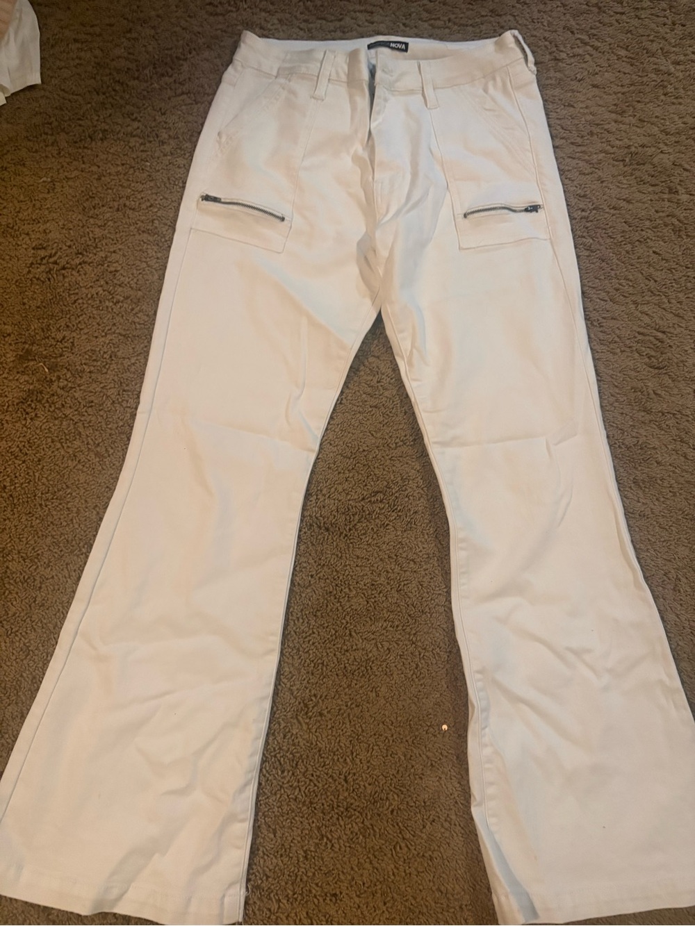 Fashion Nova Men's White Cargo Zip-Pocket Trousers